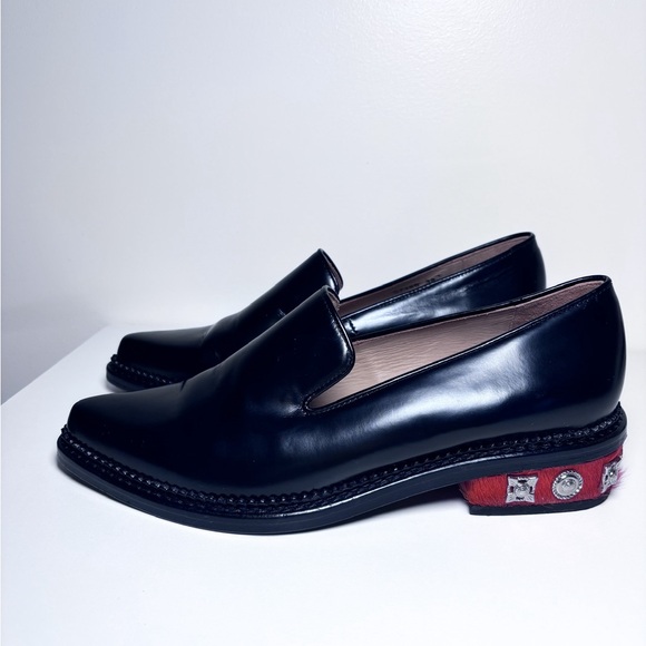 TOGA Pulla Shoes - ✨SOLD Toga Pulla Black Leather Fur Stud Western Embellished Slip On Loafers Size